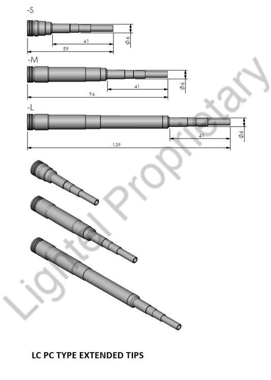 PT2-LC/PC/F-L ; Long Extended tip for LC PC type female connectors