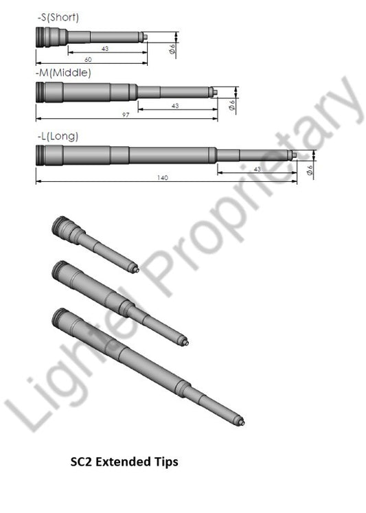 PT2-SC2/PC/F-M ; Medium Extended tip for SC2 PC type female connectors
