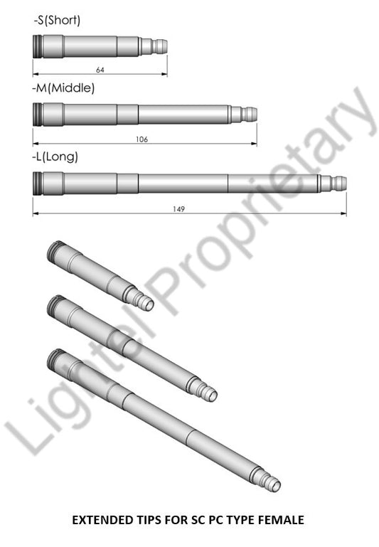 PT2-SC/PC/F-L ; Long Extended tip for SC PC type female connectors