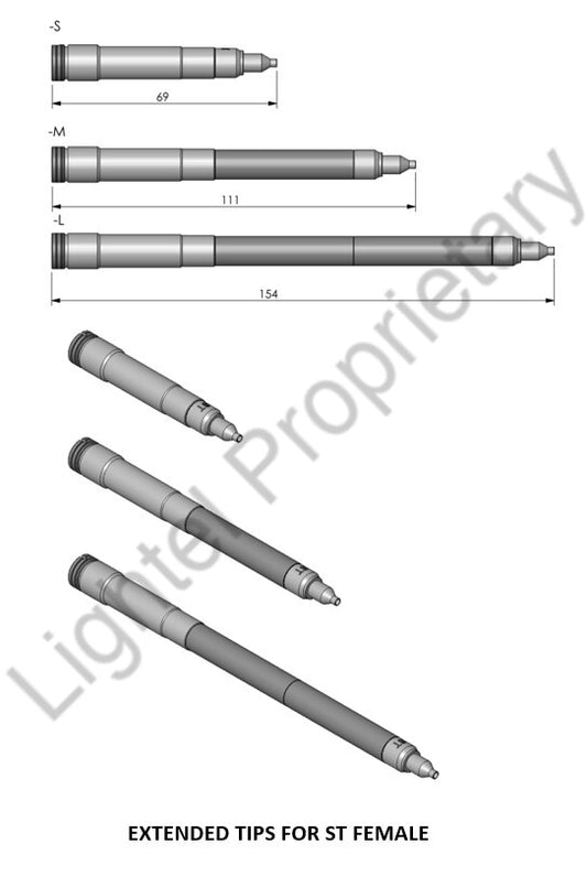 PT2-ST/PC/F-S ; Short Extended tip for ST female connectors